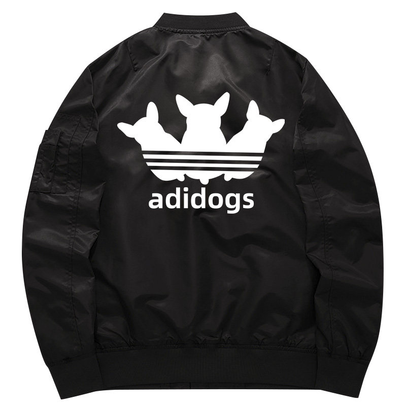 adidogs恶搞三叶狗子搞笑飞行服冬季棉衣卫衣男加厚加棉夹克棉服
