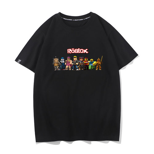秀洛roblox游戏周边潮牌搞笑短袖T恤男女打底衫情侣装半袖纯棉
