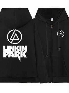 林肯公园乐队linkin park摇滚音乐拉链连帽卫衣男加绒加厚外套衣