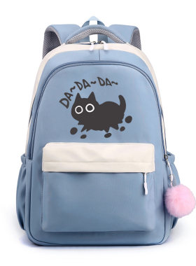 秀洛小黑猫哒哒哒猫咪剪影书包中小学生双肩包大容量轻便双肩背包