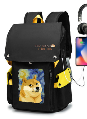 大容量表情包废柴狗子Doge柴犬CHEEMS网红傻狗双肩包书包双肩背包