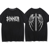 angel 宽松 T恤男半袖 sinner天使大翅膀罪人夏季 打底衣服纯棉短袖