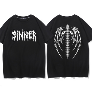 T恤男半袖 打底衣服纯棉短袖 宽松 sinner天使大翅膀罪人夏季 angel