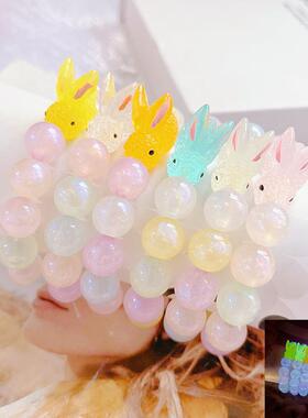 夜光仿菩提冰透手串女绕指柔渐变色小兔子学生党可盘玩高颜值手链