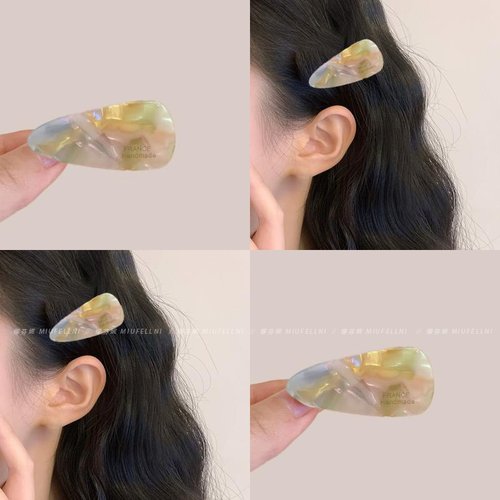 醋酸少女风~新款粉色发夹边夹简约气质可爱白色刘海夹发卡鸭嘴夹