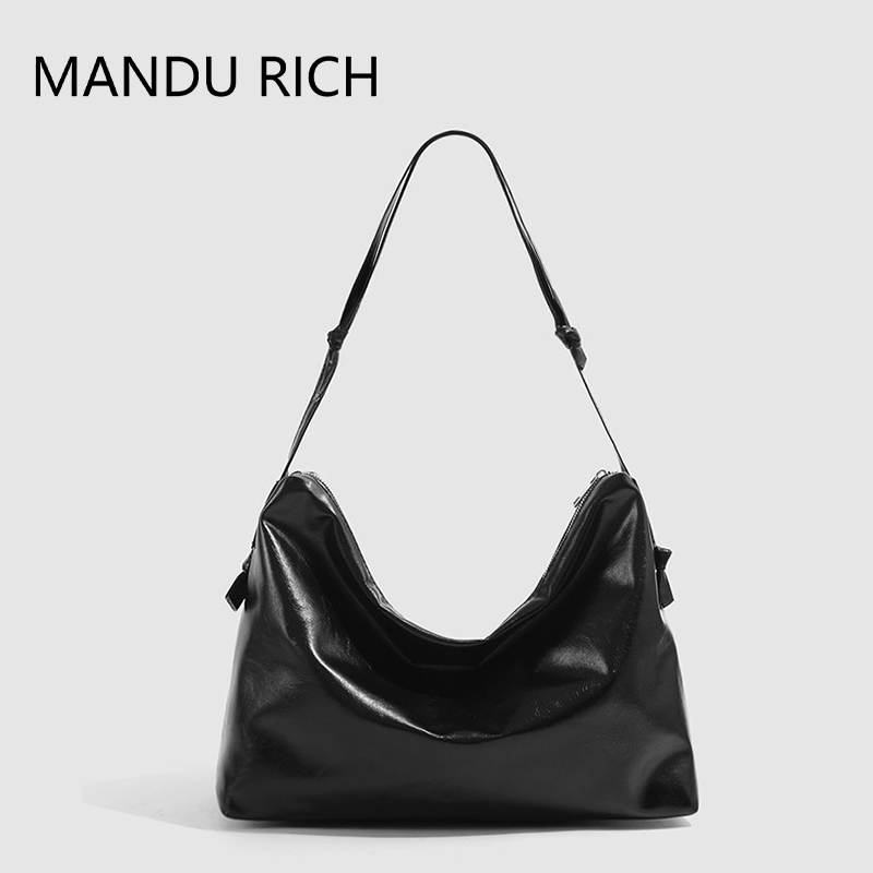 MANDU RICH高级感软皮女包2025新款时尚百搭单肩斜挎包托特包