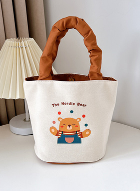 2025新款可爱帆布包女包外出手拎包便当手提包女帆布袋定制印logo