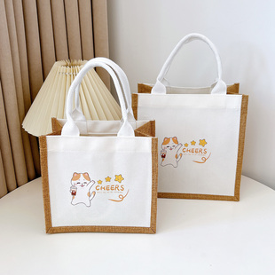帆布包女包手提包水桶包小包包布袋包包棉麻黄麻便当包帆布袋定制