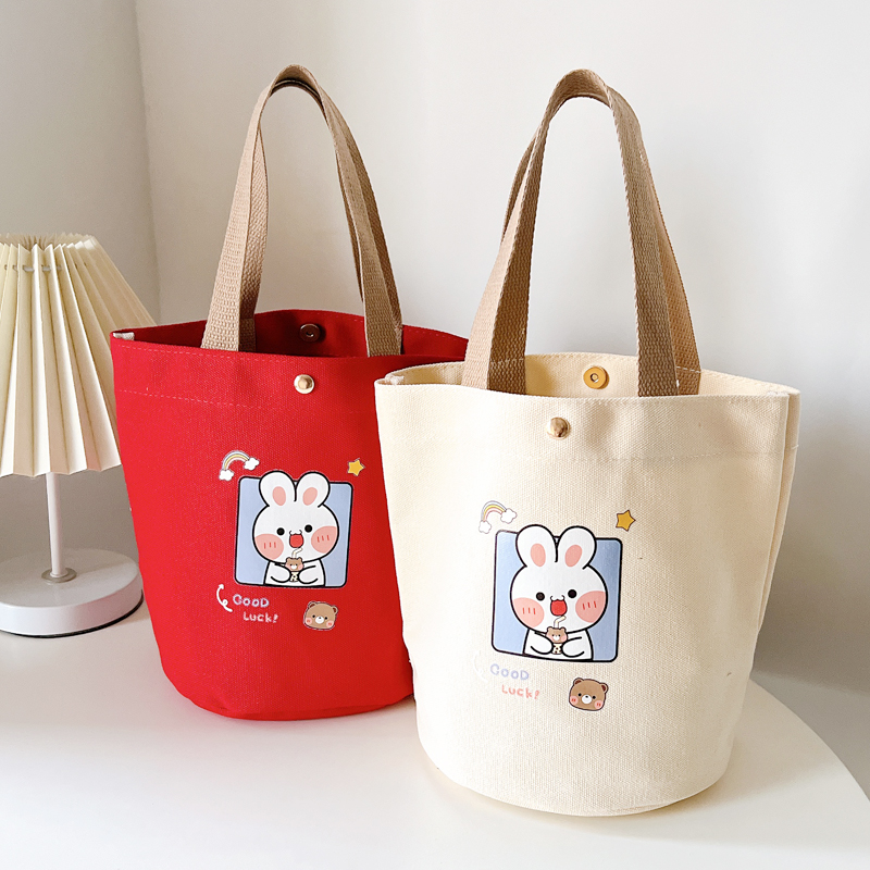 手提包帆布包女包水桶包小包便当包妈咪饭盒袋手拎小包帆布袋定制
