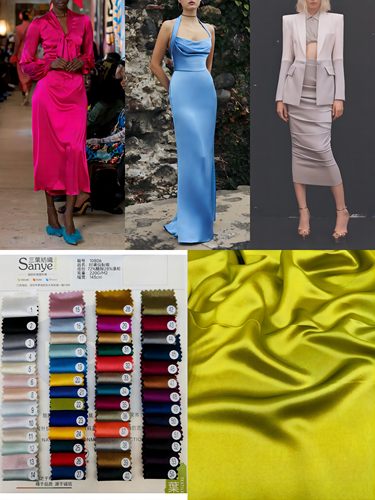 国潮时装真丝缎混纺面料知绫纺织