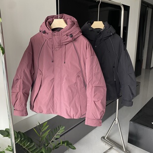 鹅绒高货冬潮牌韩系复古90鹅绒羽绒服男宽松休闲连帽保暖工装外套