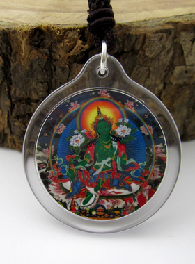 透明绿度母佛像挂件吊坠