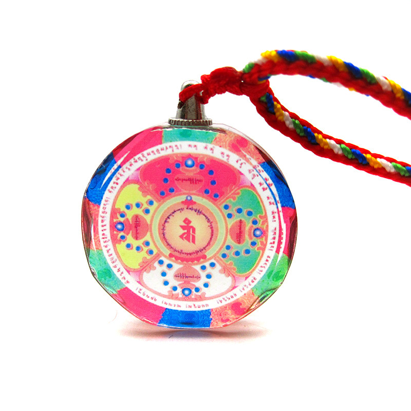 YC2847晶莹剔透雨宝陀罗尼咒水晶五彩金刚绳随身结缘防水佛咒吊坠