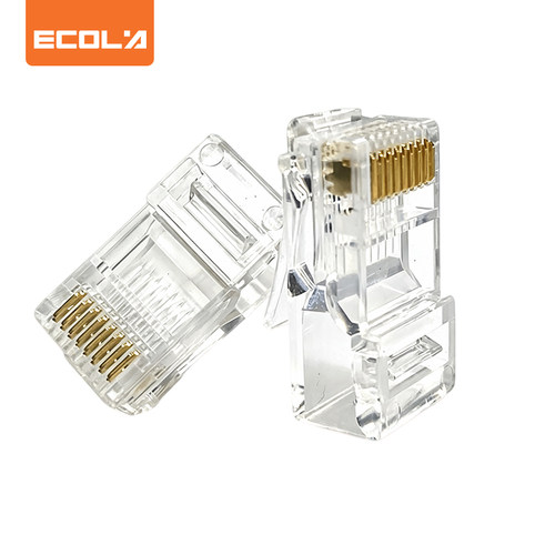 宜客莱（ECOLA）CB3-R6U RJ45六类8P8C非屏蔽透明壳 网络水晶头