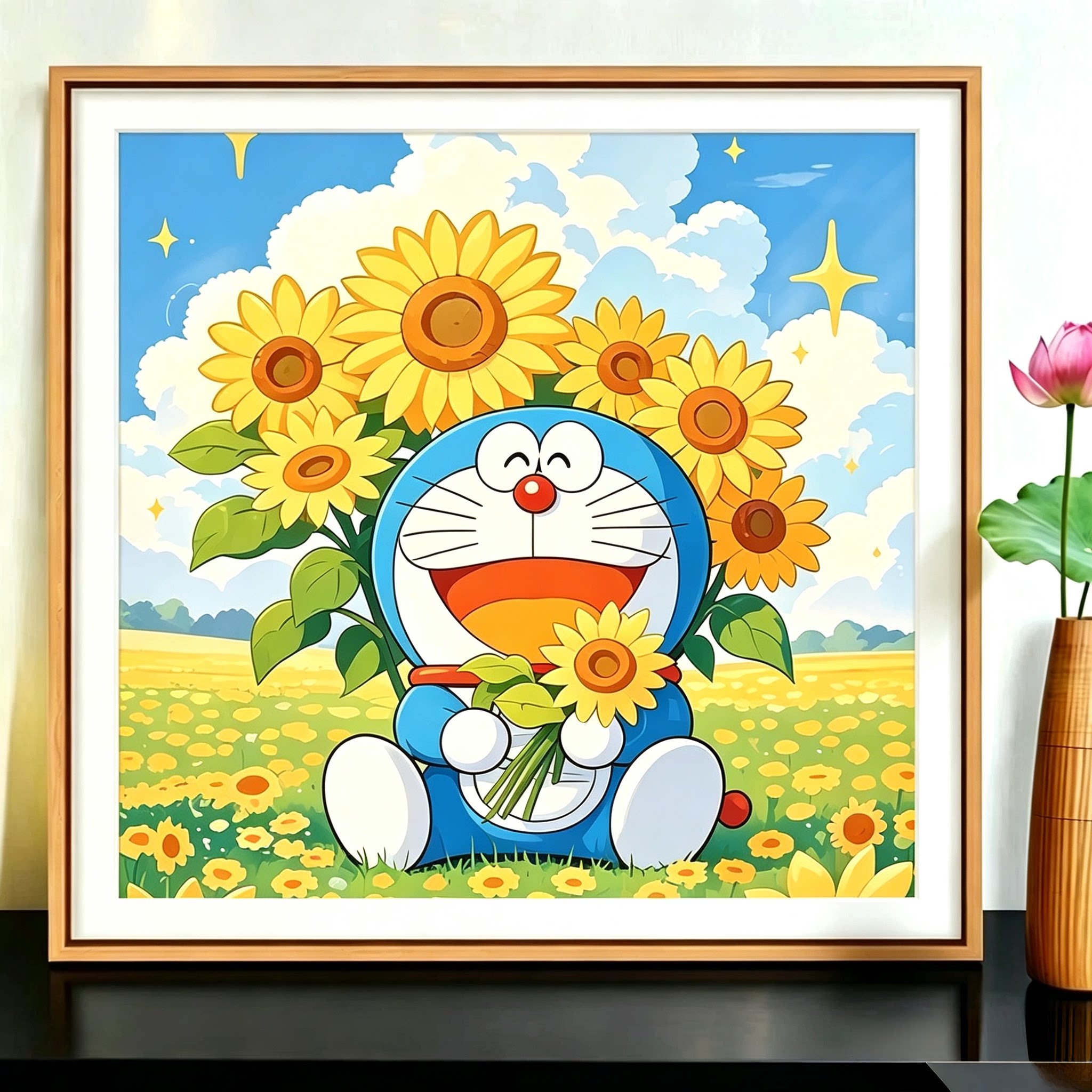 哆啦A梦十字绣2026新款卡通动漫画儿童房卧室背景墙装饰画线绣