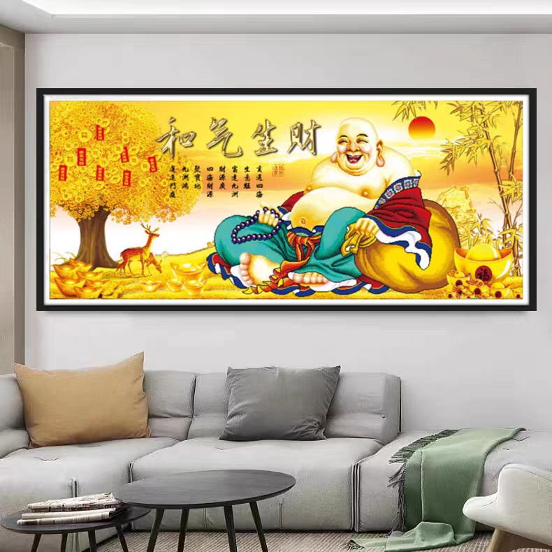 和气生财钻石画2026新款客厅居家弥勒佛人物风景大画手工贴钻绣