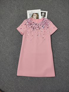 AURORA甜美连衣裙修身2024春夏季新款气质女装时尚亮片a字短裙子