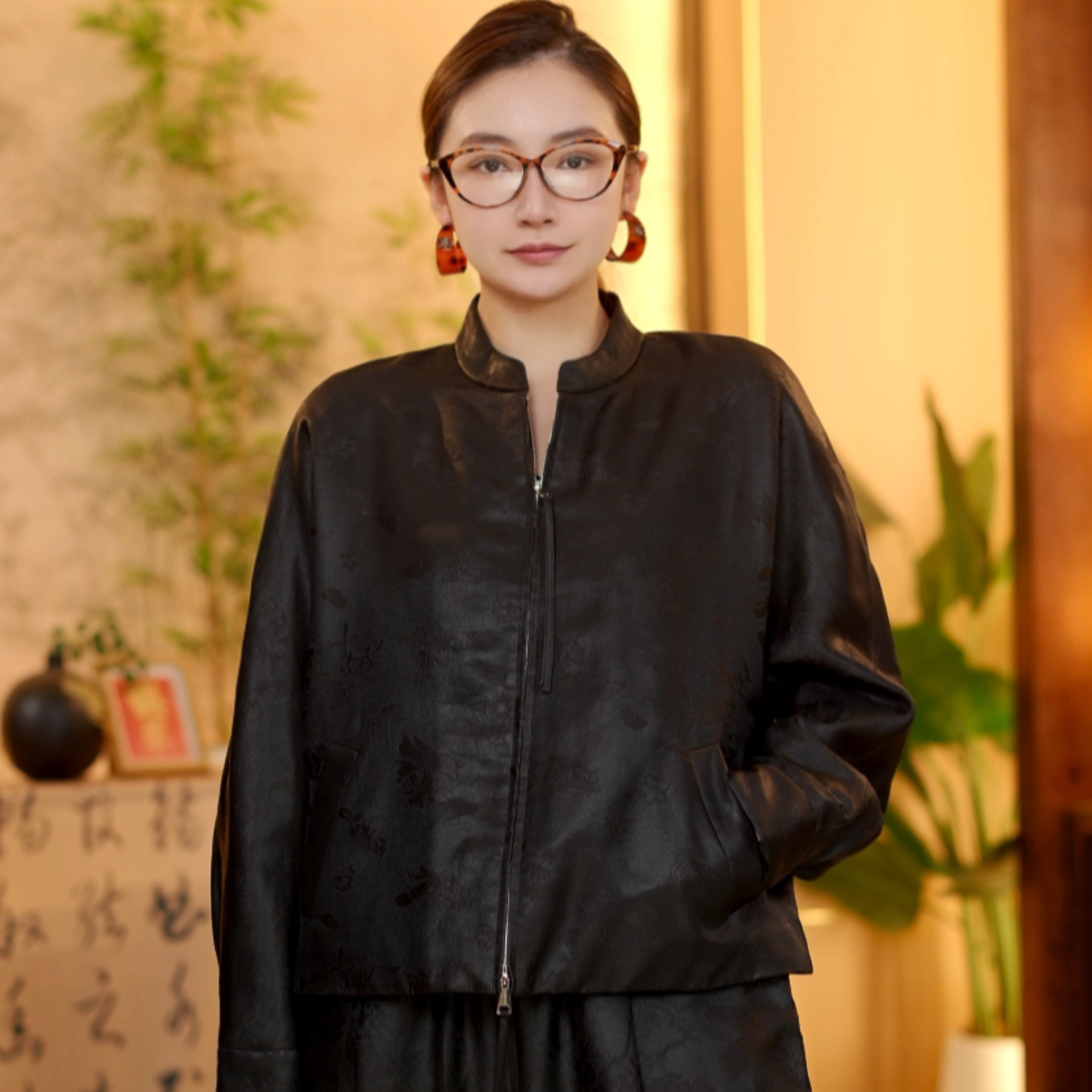 新中式国风 1122256 重磅 桑蚕丝 秋冬款 时尚 棉服外套 M 56
