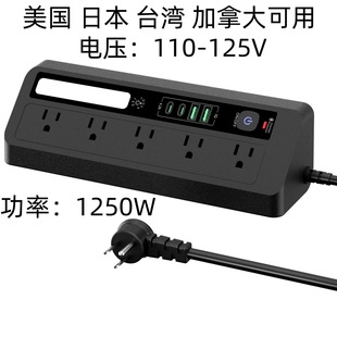 跨境美标USB插座带夜灯墙角桌面创意美规排插过载保护接线板台湾