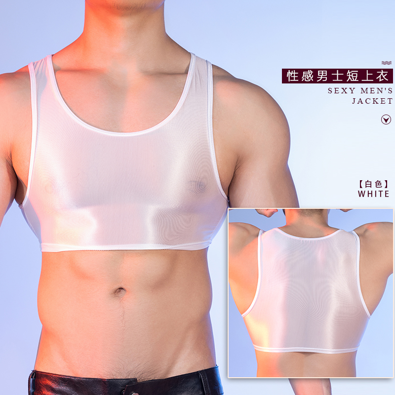 背心上衣性感诱惑男士油亮光滑
