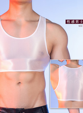 背心上衣性感诱惑男士油亮光滑