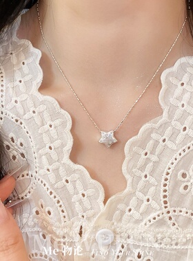 Me物论 韩系ins风锆石星星项链冷淡风气质简约银色日常百搭锁骨链