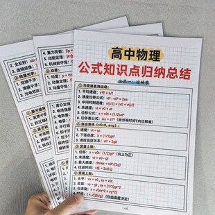 高中物理公式知识点归纳总结学习卡片物理基础概念公式总结练习本