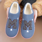 新款 包跟女棉鞋 防滑男女情侣毛毛鞋 冬季 居家室内加绒保暖毛棉拖鞋