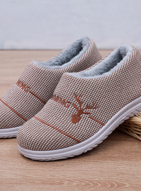 拖鞋冬季男女加绒棉鞋子新款保暖情侣加厚软底居家防滑棉拖鞋男款