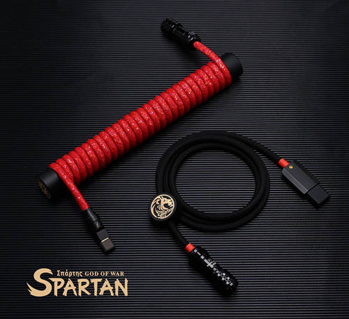 SPARTAN Coiled Cable 斯巴达闪金编织航插线8K键盘线