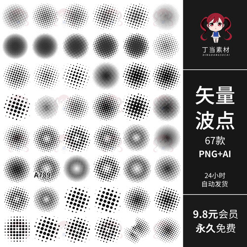 波点背景弥散点阵稀疏密集AI矢量PNG免抠图片可商用饭圈美工素材