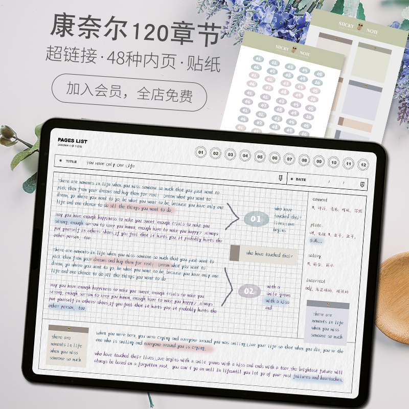 notability康奈尔横版笔记模板ipad电子手账考研学习goodnotes5
