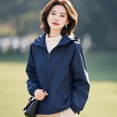 小个子休闲蓝色外套女
