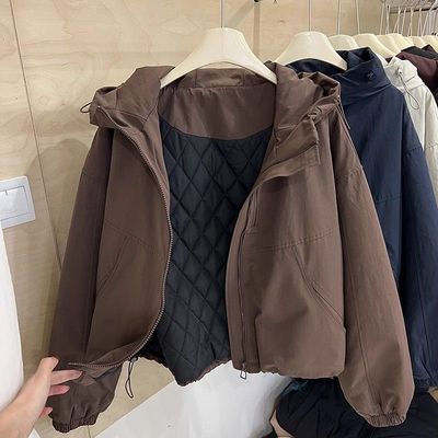 连帽夹棉冲锋衣外套冬季2025