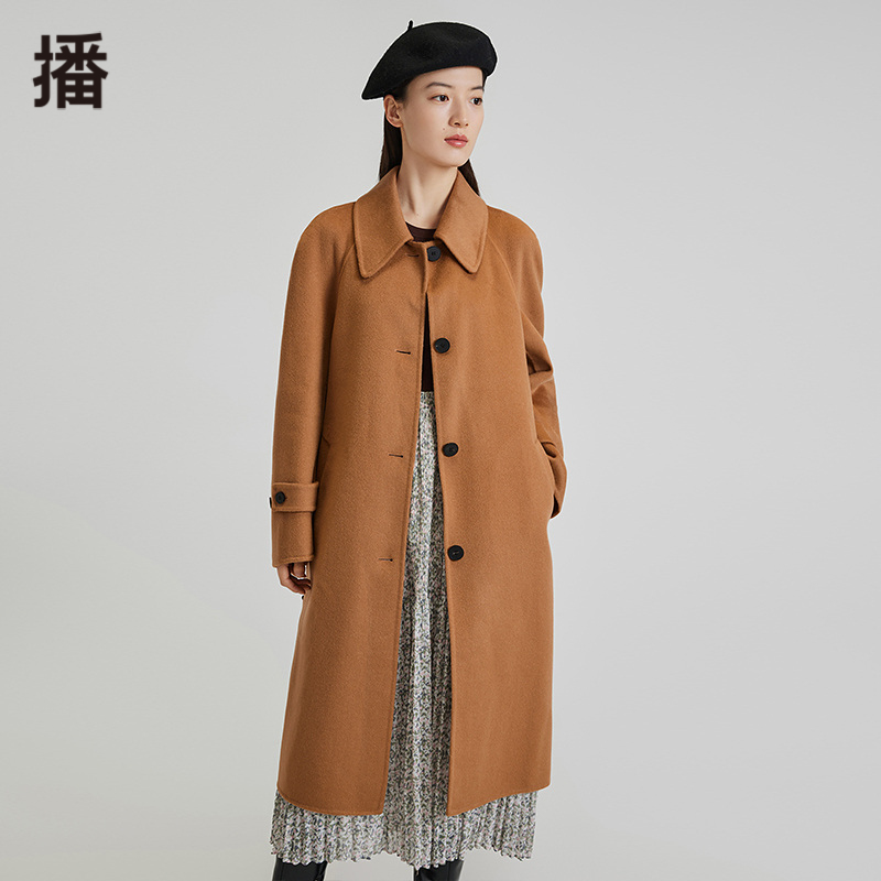 播2022春季新款简约双面呢大衣