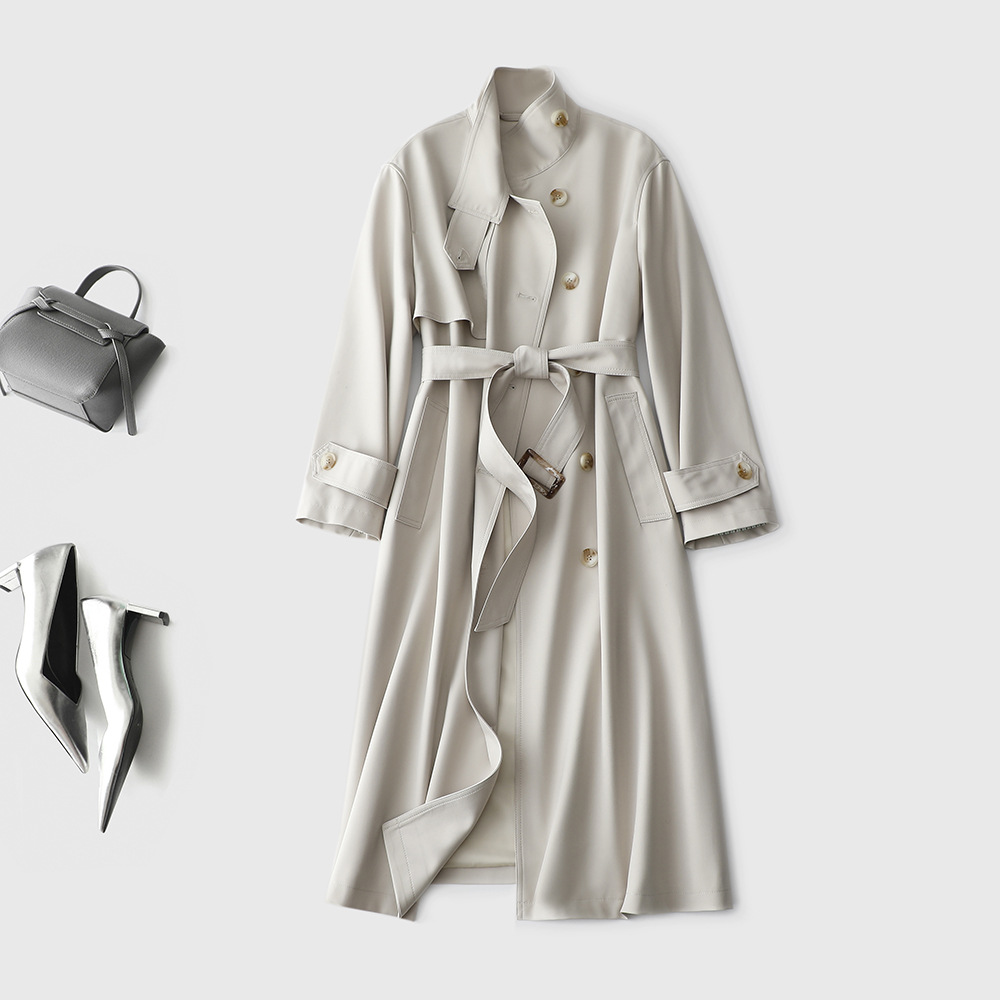 优雅气质中长款风衣通勤韩版立领