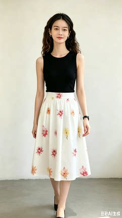 2026夏季新款女装时尚印花松筋腰中长款半身裙轻奢高级感百搭通勤