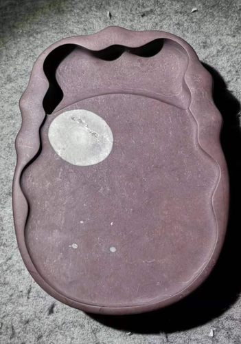 易水 紫翠石 三足 大蝉砚 大字利器