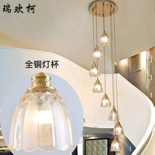 别墅楼梯间灯长 简欧全铜楼梯吊灯现代美式 欧式 楼梯灯 可订制 复式