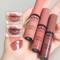 保税断货王NYX黄油棒唇蜜BLG16/17玻璃唇釉裸色蜜桃奶茶镜面水光