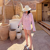 」康宝莱奢华段染珠片原创夏日镂空防晒衫 TZCO 「蝴蝶结罩衫