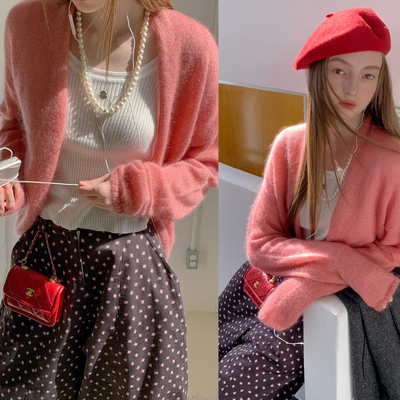 TZCO 25秋「金珊瑚针织」康宝莱奢华幼马海毛金丝绝美慵懒开衫