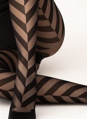 欧美朋克风FiORE DISTINCT 15D复古个性斑马斜纹显瘦黑白连裤袜女