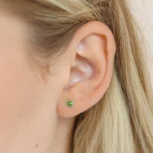纯银耳钉牛油果绿迷你超小精致简约隐形耳钉清新配饰高位耳洞混搭