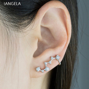 纯银耳排耳钉锆石镶钻耳夹北斗七星耳排夹耳钉耳廓钉酷帅耳夹女