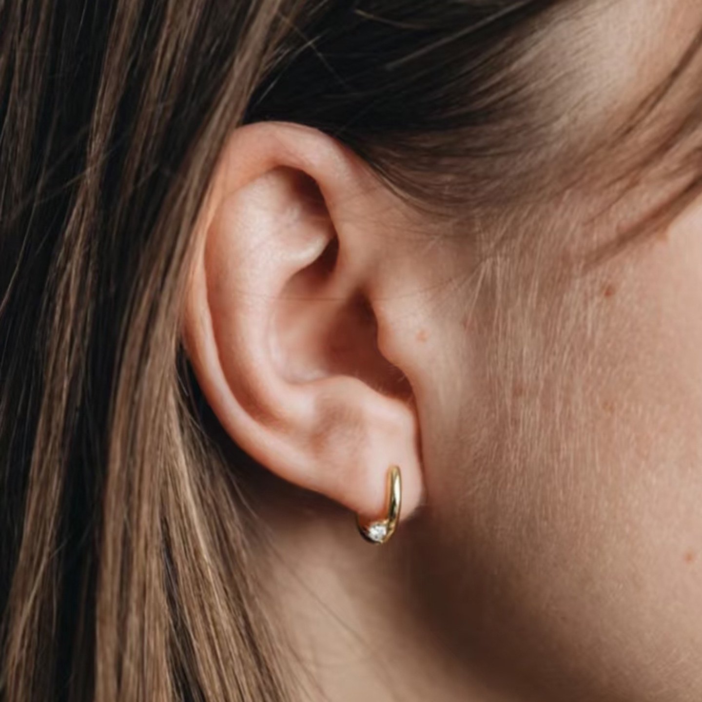 纯银耳圈小耳扣欧美ins时尚个性简约精致轻奢耳环锆石耳饰通勤女