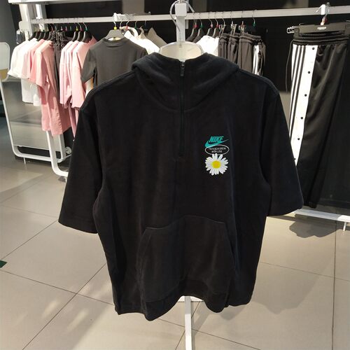 新款 nike耐克短袖男装夏季小雏菊刺绣Logo运动连帽T恤DM5063