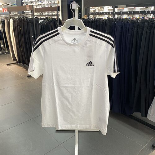 阿迪达斯短袖男运动服上衣休闲三条纹T恤 IC9334 IC9336 IS1019
