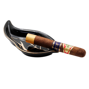 包邮 古巴官方原装进口单人雪茄烟灰缸 创意烟叶造型陶瓷小烟灰缸