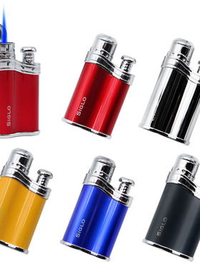 包邮 Siglo日本世纪便携单火直冲雪茄打火机 充气红蓝黄黑灰色